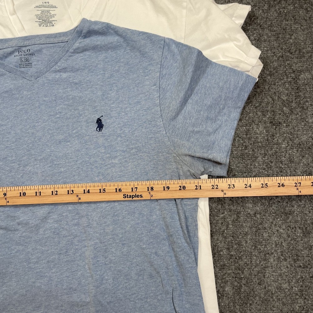 Polo Ralph Lauren T Shirts LOT OF 3 Men's Large White Blue V Neck Tee Cotton - Picture 8 of 14